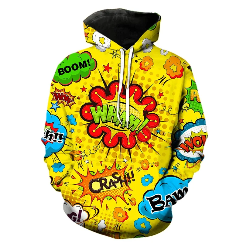 2026 Fall/Winter New Arrival Y2K Anime Explosion 3D Men's Fashion Hooded Sweatshirt Cartoon-Style Sweater