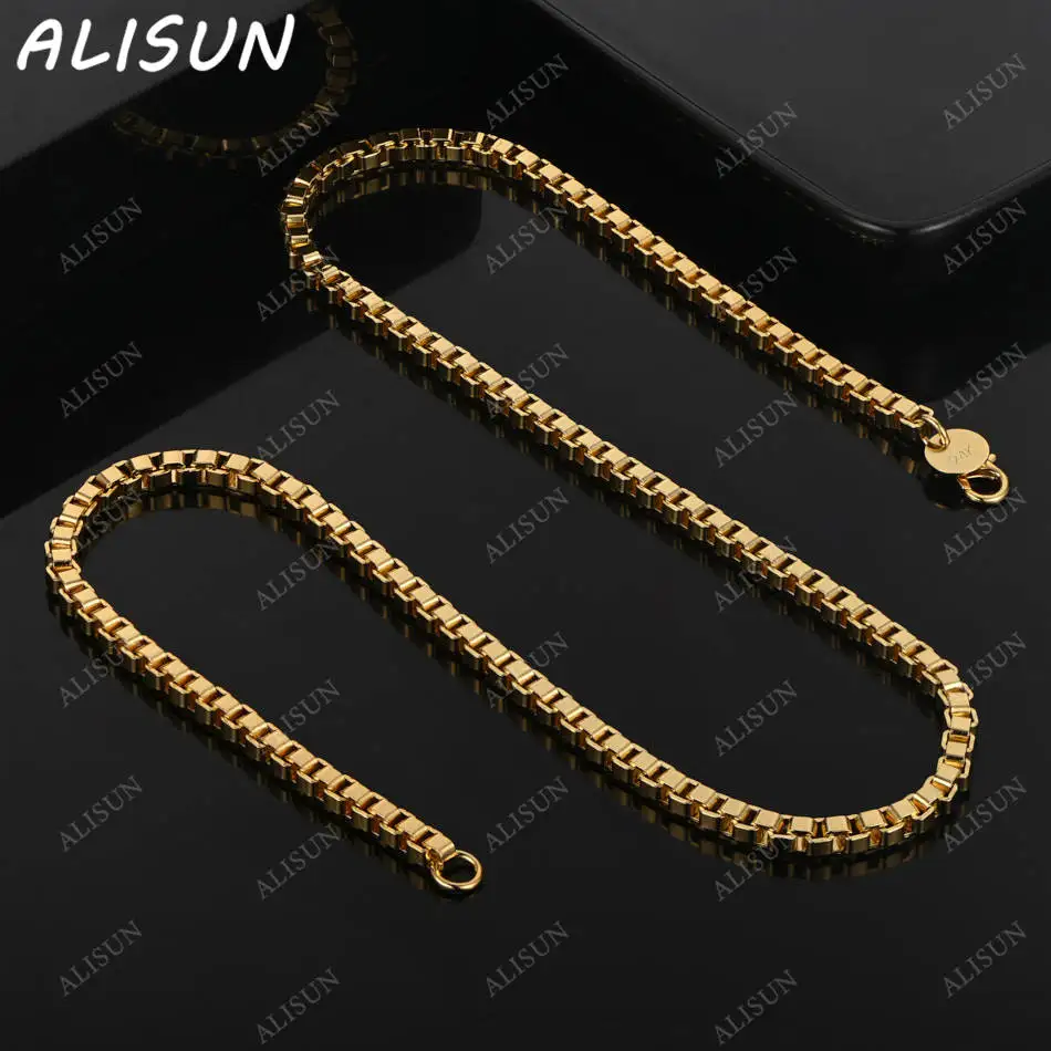 

ALISUN стерлингового серебра 925 пробы 4 мм 50 см геометрическое ожерелье для женщин и мужчин подарок на годовщину популярные дикие модные романтические украшения