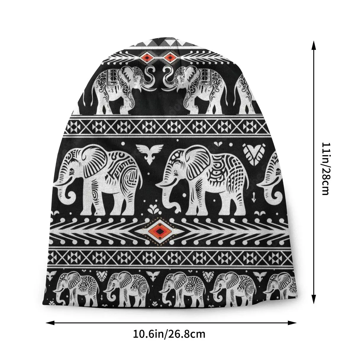 Elephant Pattern Thin Skullies Beanies Caps Retro Black Series Hat Sport Sports Bonnet Hats for Men Women