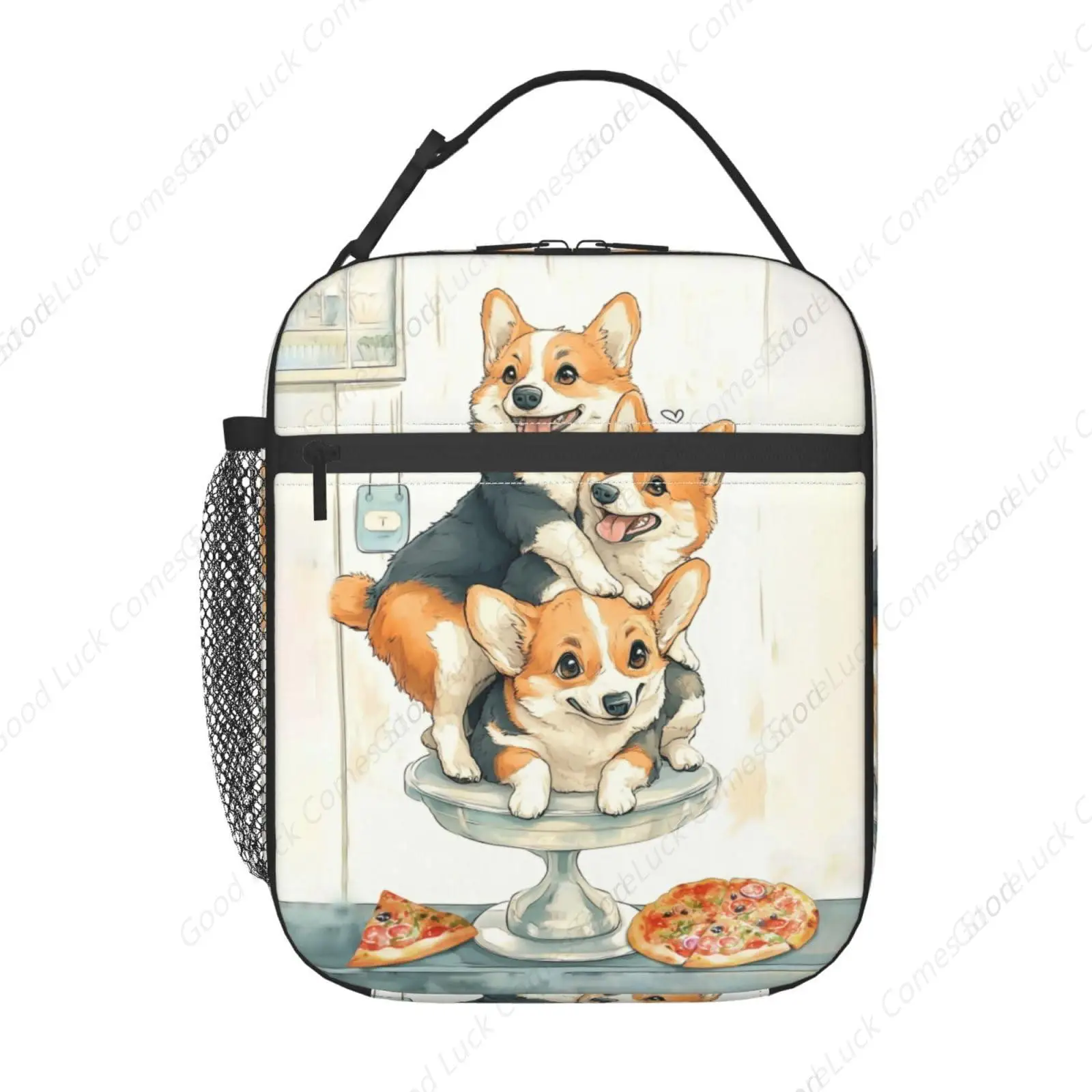Dog Pizza Lunch Bag Insulated Reusable Lunch Box Thermal Cooler Tote For Men Women Work Travel Picnic Hiking