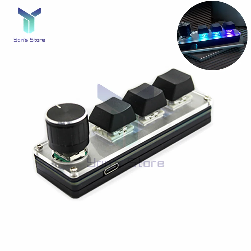 برمجة ماكرو مخصص مقبض لوحة المفاتيح RGB 3 مفتاح نسخ لصق زر صغير فوتوشوب الألعاب لوحة المفاتيح الميكانيكية Hotswap Macropad