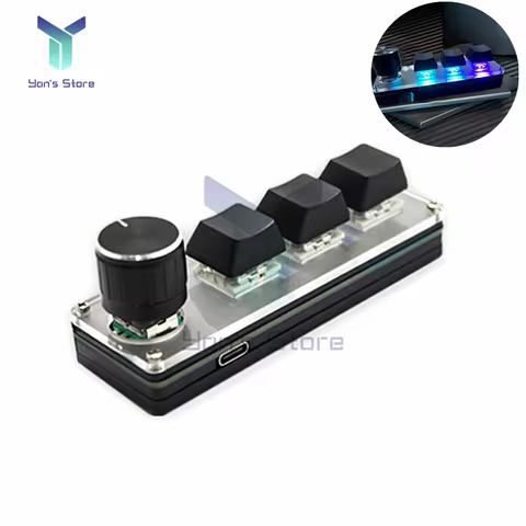 Programming Macro Custom Knob Keyboard RGB 3 Key Copy Paste Mini Button Photoshop Gaming Keypad Mechanical Hotswap Macropad