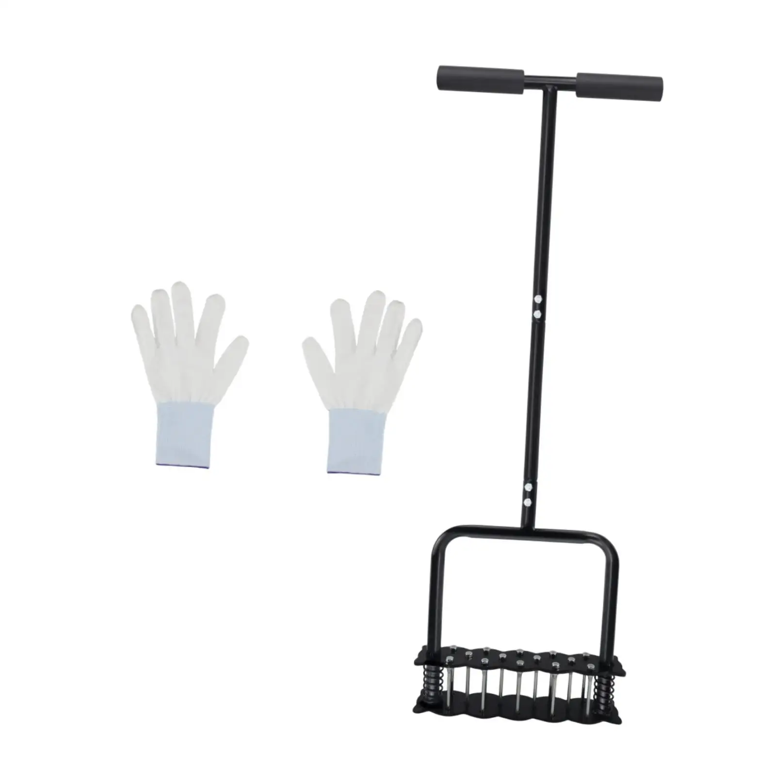 Metal Manual Spikes Aerator Lawn Tool Yard Aerating Soil Loosening Sturdy Backyard Foot Wide Plate with Gloves Garden Tool