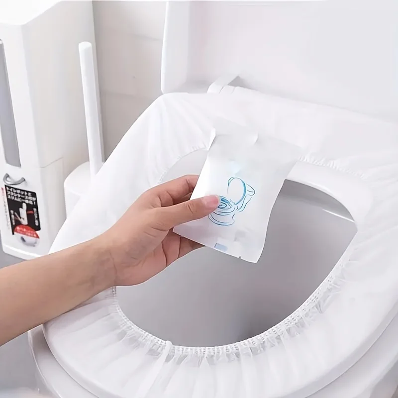 20pcs Portable Disposable Toilet Seat Covers - Waterproof, Fabric - Travel-Friendly Bathroom Protectors, Individually Wrapped