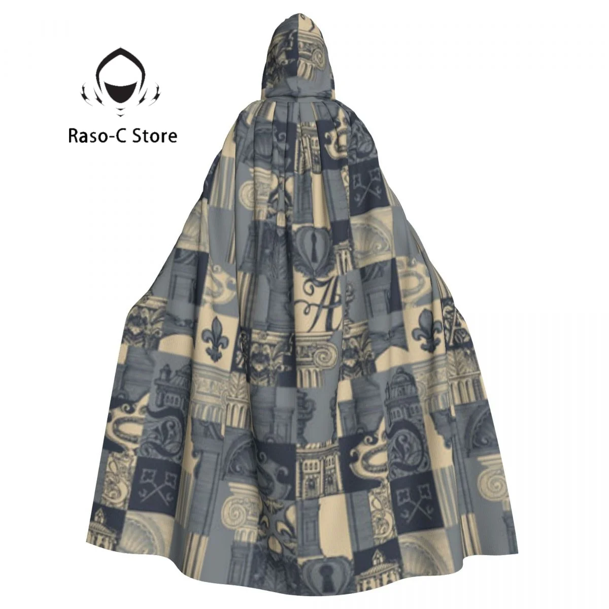 Unisex Witch Party Reversible Hooded Adult Vampires Cape Cloak Medieval Architecture Art