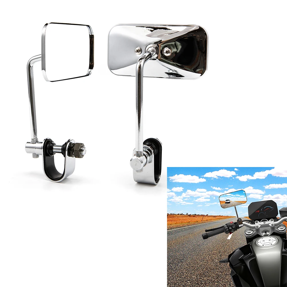 Pair Motorcycle Handlebar Rear View Mirrors Round Convex Clip-On 22-25mm Black Retro for Harley Honda Chopper Cruiser Cafe Racer