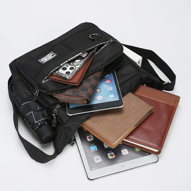 Homefish Men Oxford Messenger Bag Large Capacity Casual Multi-layer Pocket Fashion Crossbody Shoulder Bag gallery 3