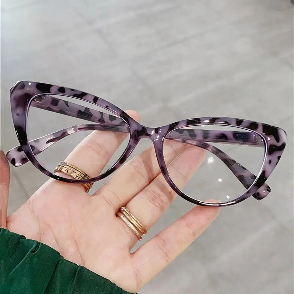 Fashion PC Anti-UV Blue Rays Glasses Solid Color Ultra-light Computer Goggles Big Frame Leopard Print Flat Mirror Eyewear Women