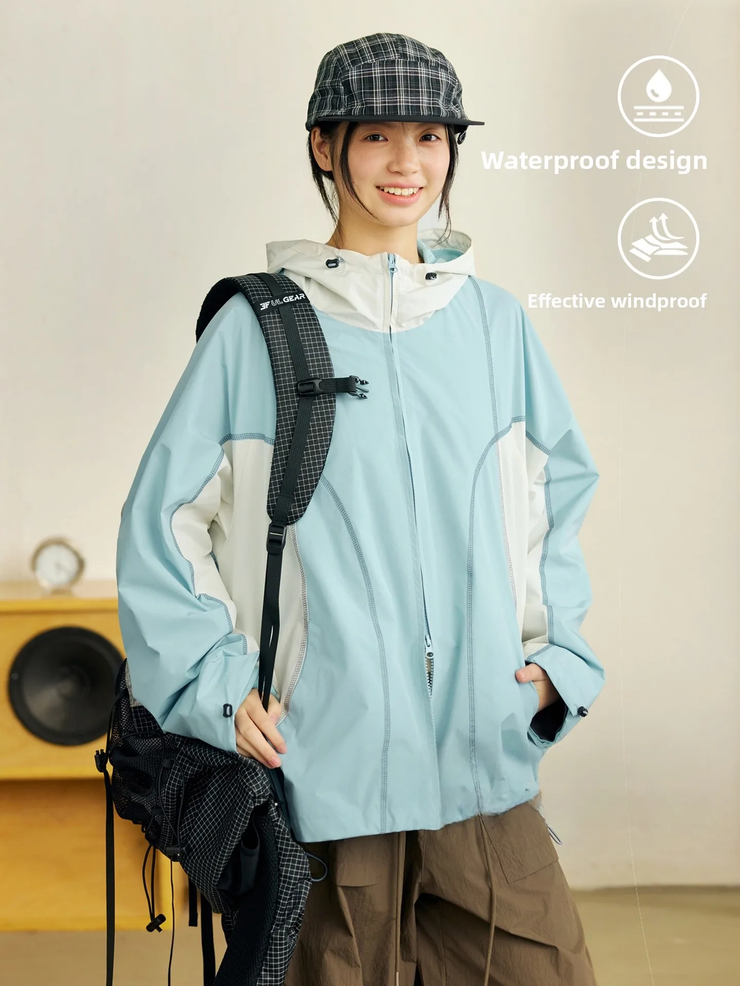 

Octopusme Women's Outdoor Windproof Warm Coat Hooded Fleece Lined Jacket Color Block Design Commute Style Long Sleeve Zipper