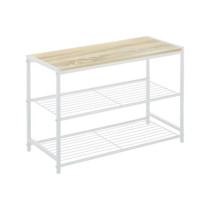 ARISE SHOP-Estanteria 3 niveles Metal Madera en Blanco Estanteria organizador Cocina Dormitorio