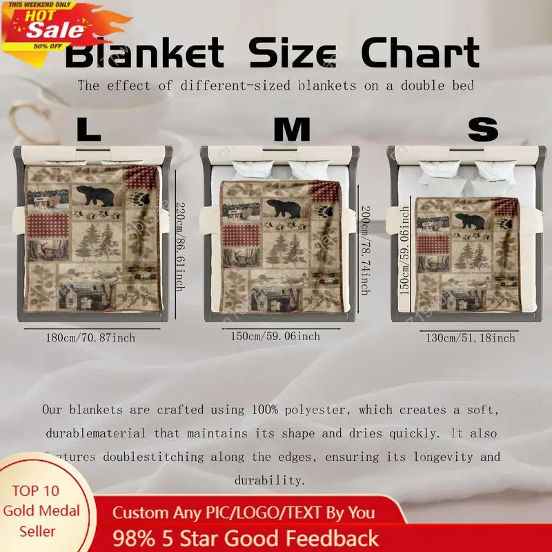 

American Retro Style Throw Blanket, 1 Count Soft Comfortable Throw Blanket, Warm Napping Blanket for Home Office Custom blankets