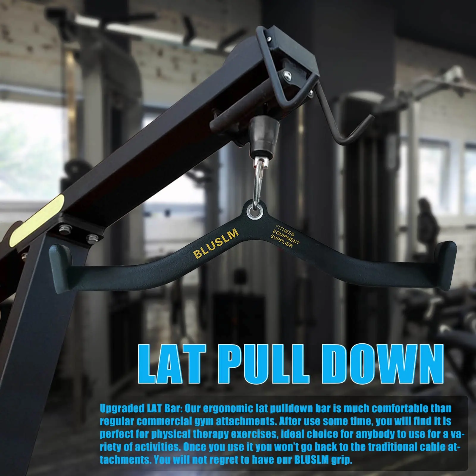 LAT Pull Down Fitness Handle Triceps Bicep Pully Cable Machine Accessories T/V-Rod Back Strength Training Equipment