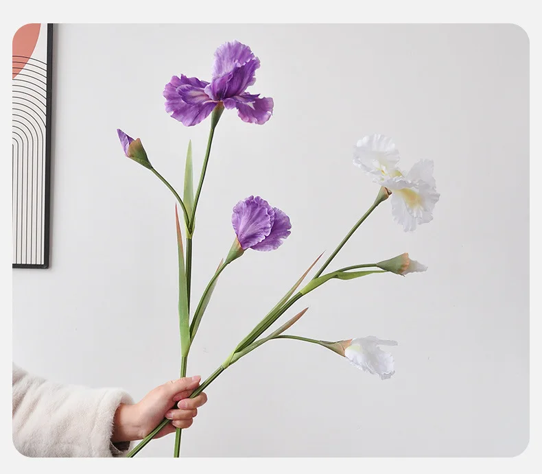 5 Stück/Set Künstliche 3-Kopf-Alice-Iris-Seidenblume, Künstliche Hochzeitsdekoration, Iris-Blumen, Party-Blumenarrangement, Heimdekoration, Blumenstrauß – Detail 6