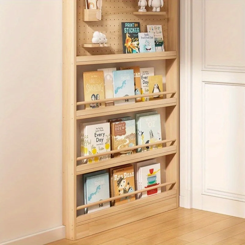 

Solid wood bookshelf, narrow slit door, small apartment bookshelf, thin cabinet, wall mounted multi-layer picture bookshelf