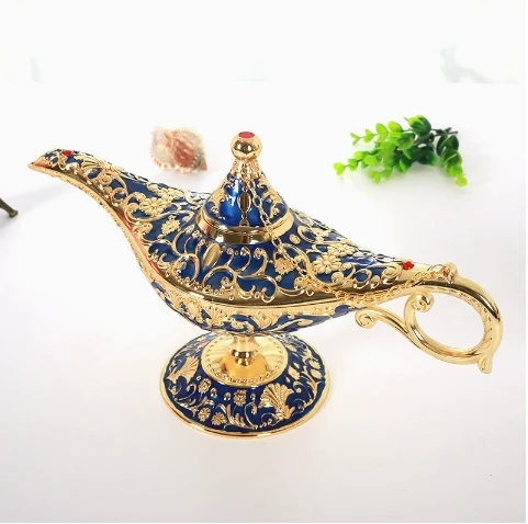 Vintage Magical Legend Aladdin Genie Lamp for Home Wedding Table Decoration Collectable Rare Classic Arabian Costume Props Gift