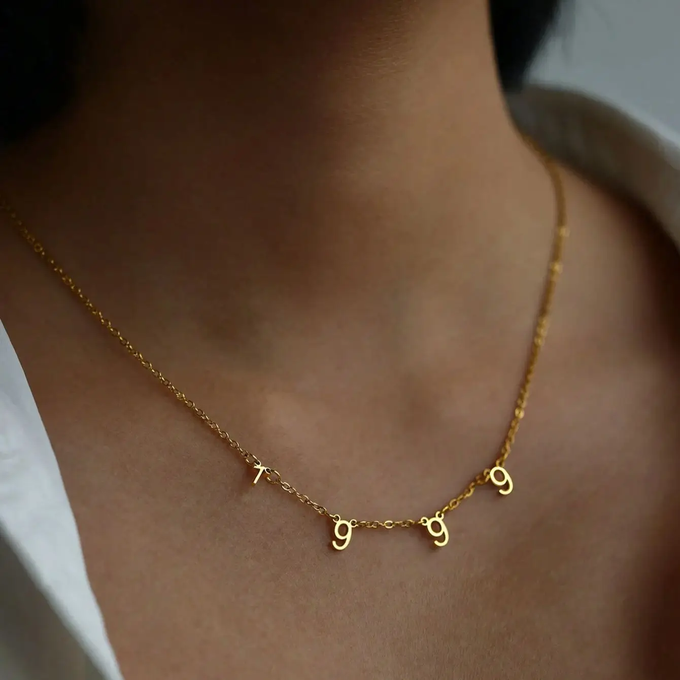 

Personalized Year Number Necklace For Women Customized Angel Lucky Number Chain Date Necklace Stainless Steel jewelry Gift