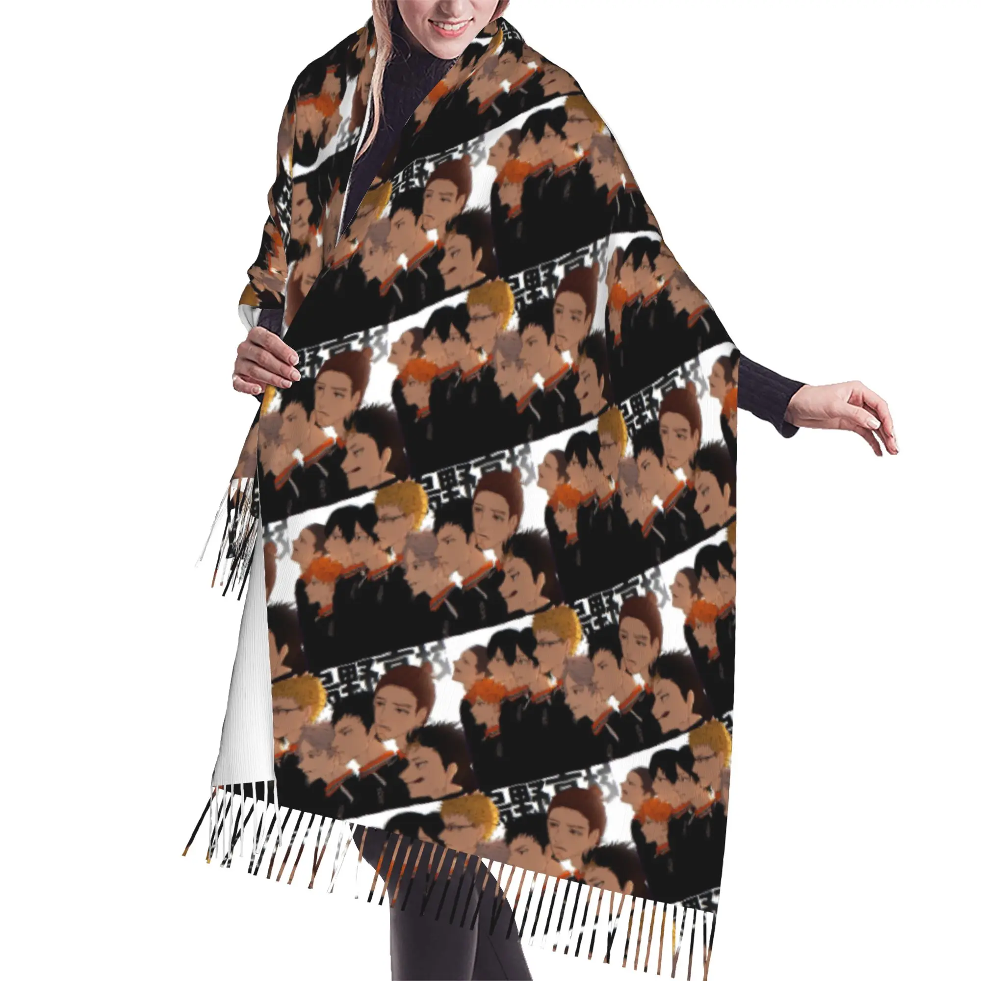 Custom Printed Haikyu Yu Nishinoya Scarf Men Women Winter Fall Warm Scarves Anime Manga Shawl Wrap