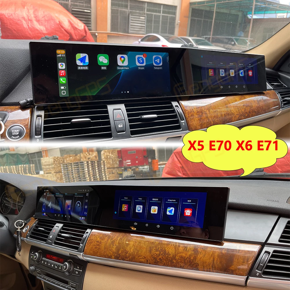 

Двойной 12,3 беспроводной Carplay для BMW X5 X6 E70 E71 2007-2013 CCC CIC System Мультимедийный дисплей Сенсорный экран Android автоматический головное устройство