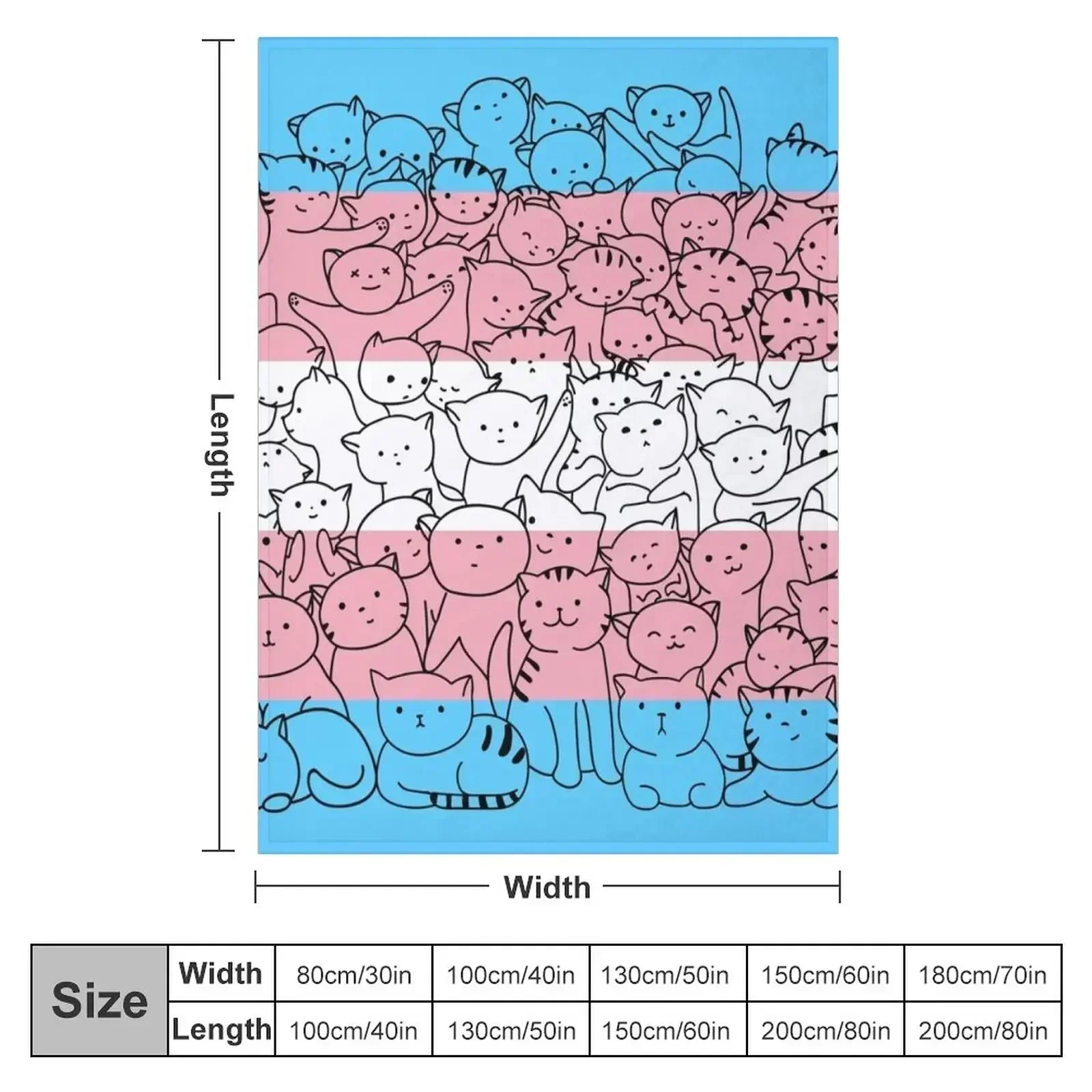 Trans Transgender Cat Pride Flag Throw Blanket couch cozy soft plush fuzzy picnic outdoor blanket