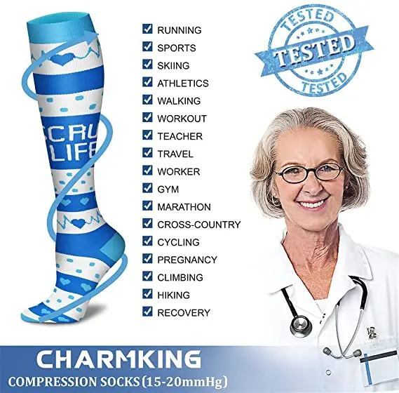Compression Socks Men Women Long Pressure Stockings Athletic Socks for Nurse Cycling Running Travel Hiking Outdoor Sports