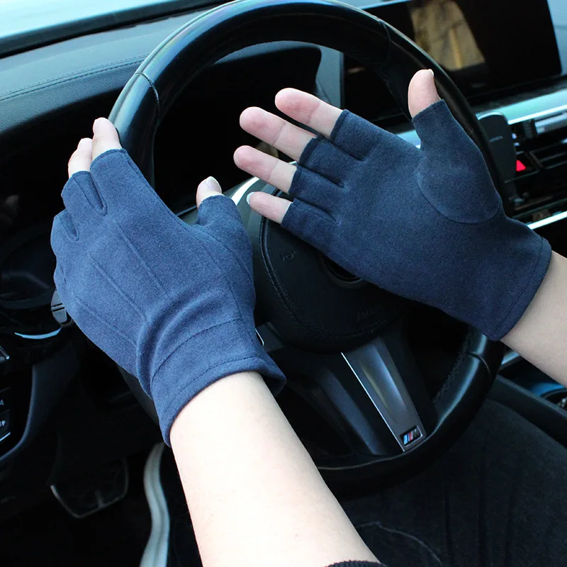 Man Spring Outdoor Sports Fishing Drive Ride Fitness Half-finger Gloves Keep Warm Keyboard Work Fashion Personality