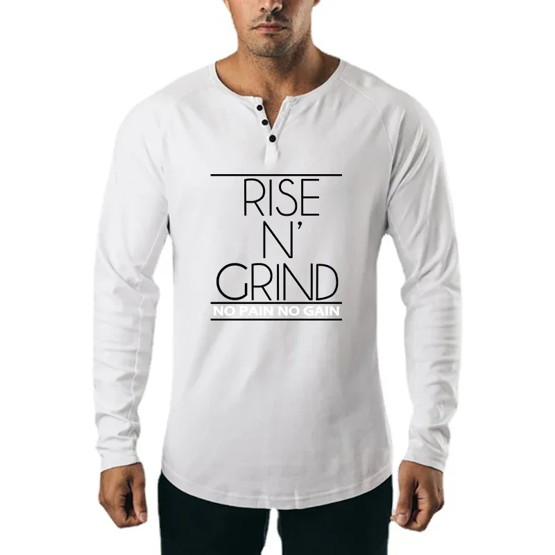 

Мужская повседневная облегающая рубашка для фитнеса с v-образным вырезом, осенние хлопковые дышащие футболки с длинными рукавами для тренажерного зала, бодибилдинга, одежда для тренировок с мышцами