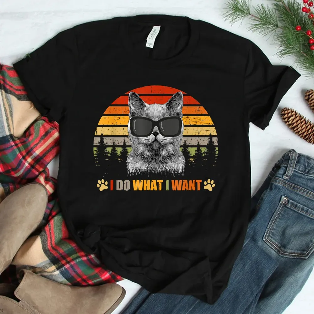 Haunt Reaper Men T Shirt Cat Vintage I Do What I Want Shirt Humor High Quality Tops Tees