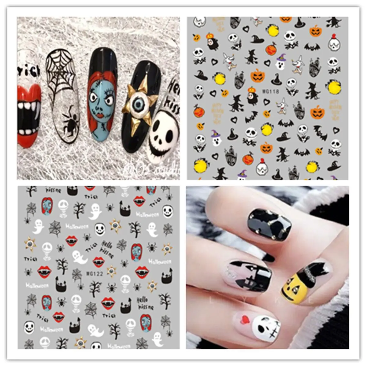 Halloween-Nagelaufkleber, Riemenkleber mit Kürbisschädel, Halloween-Nagelaufkleber