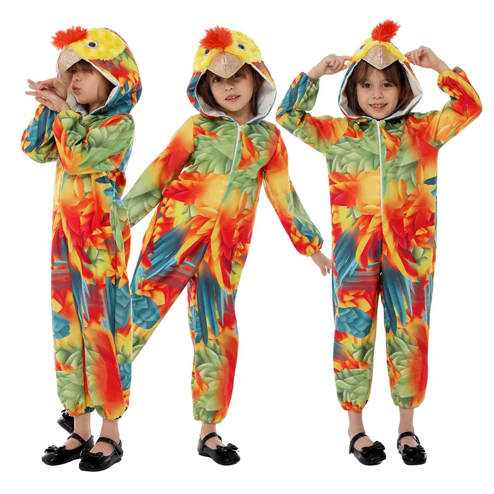 Children Boys Girls Parrot Roleplay Jumpsuit Cosplay Costume Outfits Halloween Carnival Disguise Suit