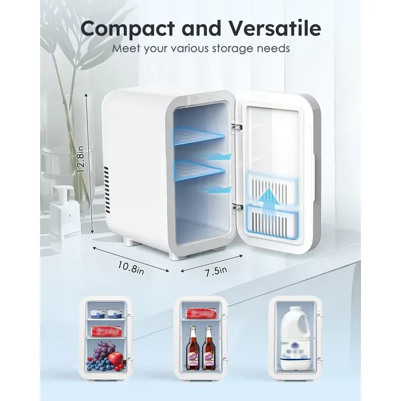 Mini refrigerator, portable small refrigerator 6 liters 12V 120V household car cosmetics mini refrigerator, refrigerator,