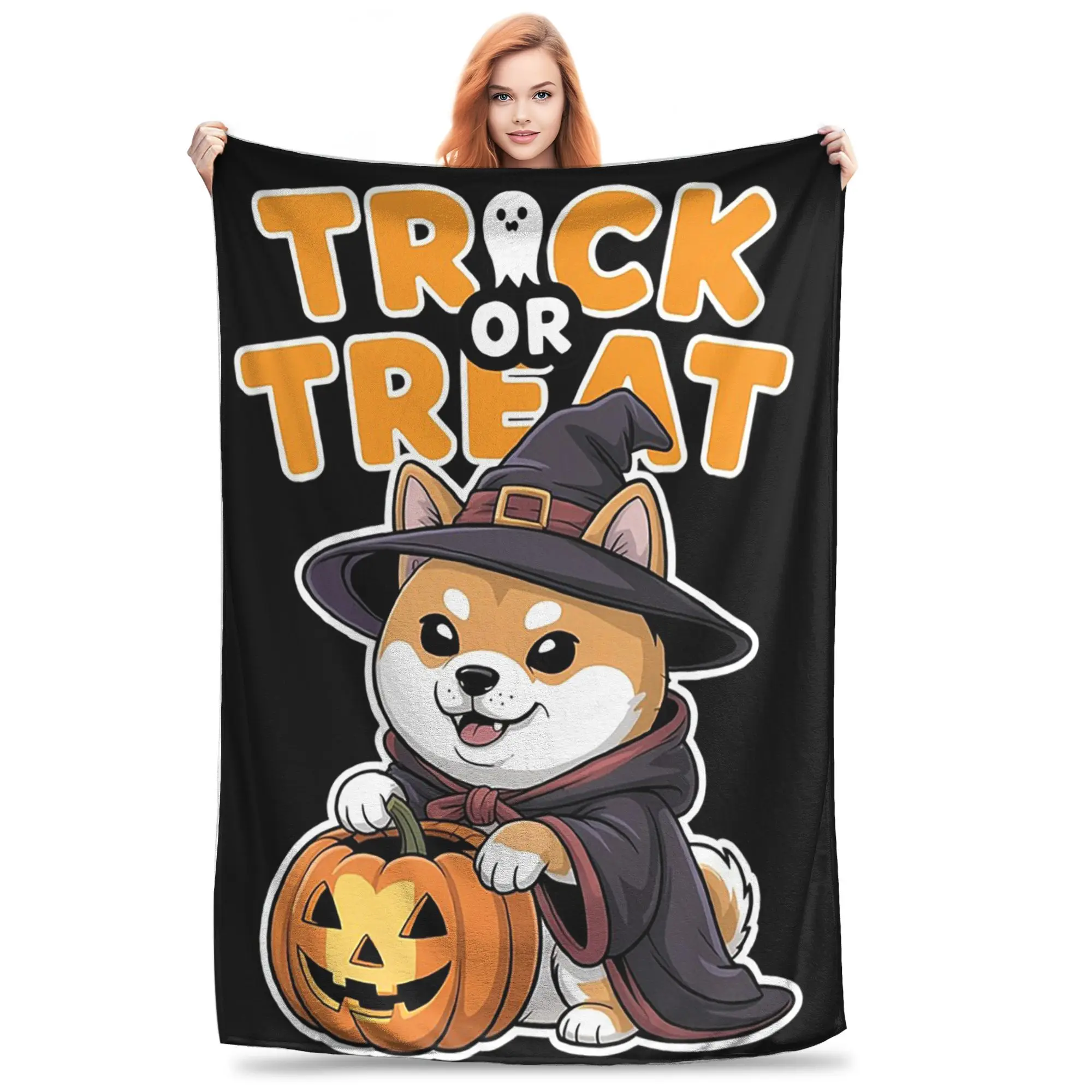 

Хэллоуин сладкий дизайн Шиба-ину одеяло «Кошелек или жизнь» супер мягкое фланелевое одеяло для дивана для дома, спальни, улицы