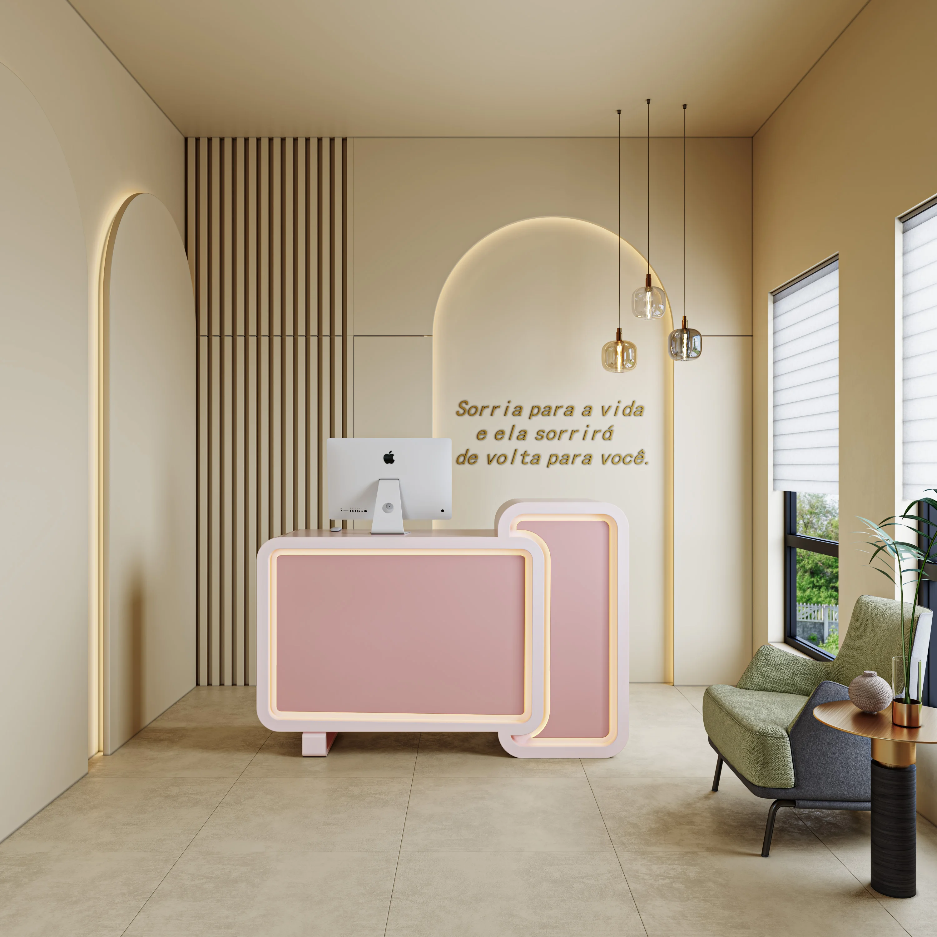 *Custom Wooden Stylish Reception Counter Shop Beauty bar Two-tone Reception Desk