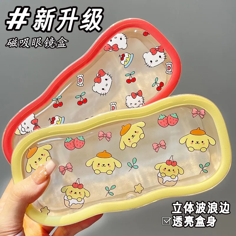 Cute Eyeglasses Organizer Storage Box Kawaii Cartoon Transparent Sunglasses Drop-Proof Portable Protective Case Girl Gifts