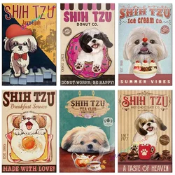 Shih Tzu Coffee Co. Metal Tin Sign Vintage Metal Poster Wall Decor for Office Cafe Bathroom Badroom Wall Art Decoration 20x30cm
