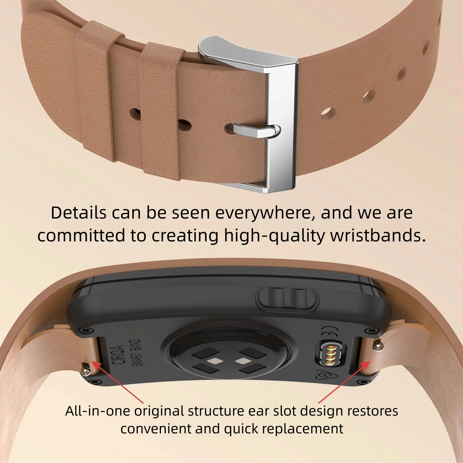 Pasek Garmin CIRQA kompatybilny, skórzany, miękki, wygodny, z szybkim mechanizmem zwalniającym, zintegrowany z oryginalnym etui. — zdjęcie produktu 3