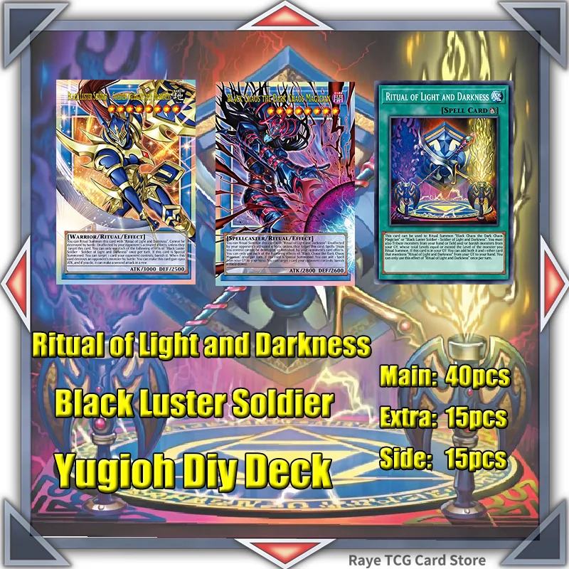 70PCS Ritual of Light and Darkness Black Chaos Black Luster Soldier Yugioh Card Game Deck Não Original Master Duel DIY Deck