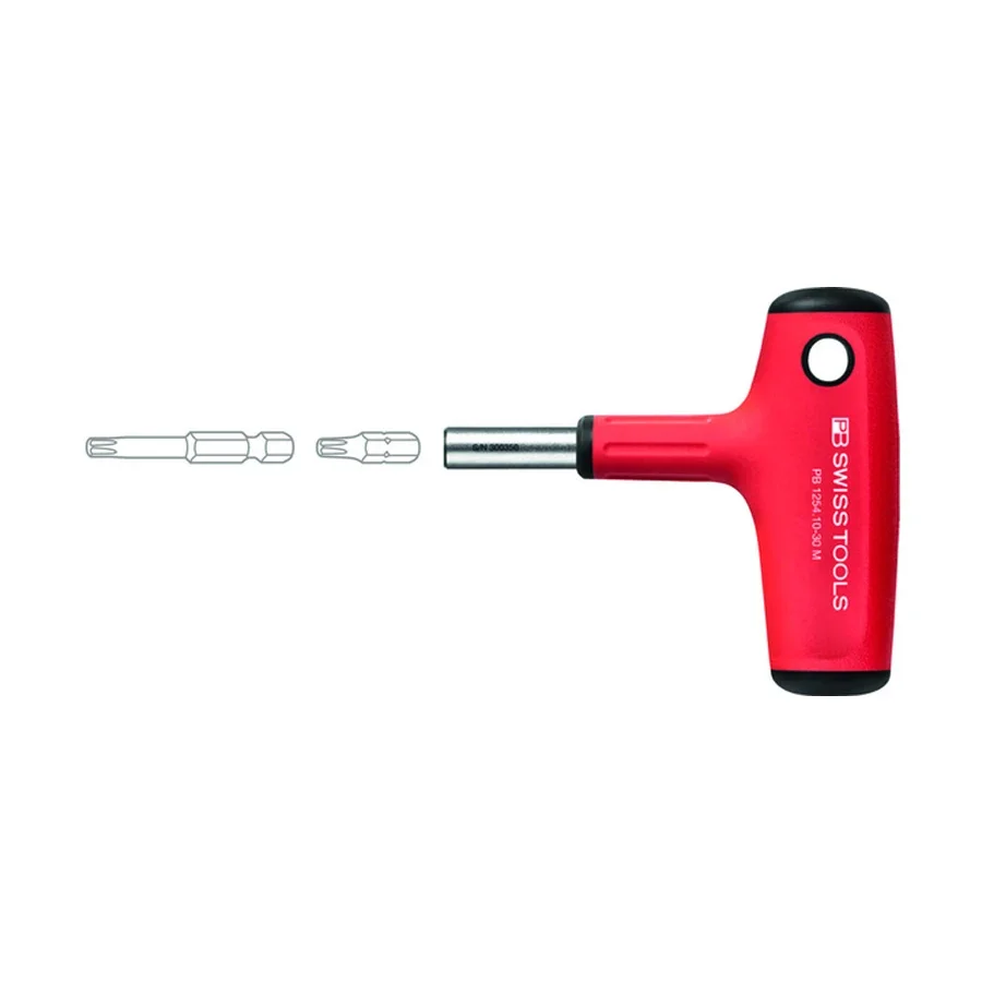 PB SWISS TOOLS Swiss T-Shape Screwdriver Handle Magnetic Interchangeable Bits 1254.10-30 M Powerful Extension Multifunction