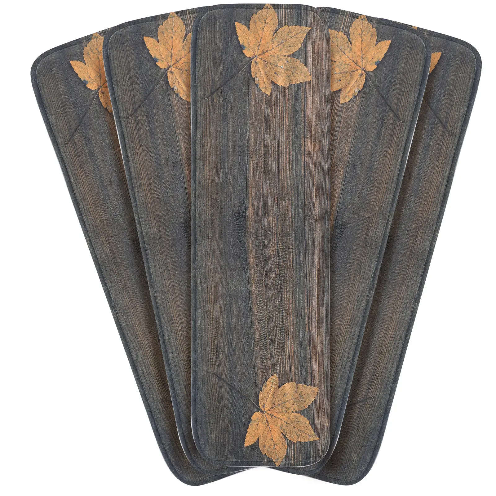 5Pcs Stair Mats Maple Leaf Pattern Self-Adhesive Non-Skid Stair Pads Anti-Slip Tread Carpet Protection Anti- Carpet