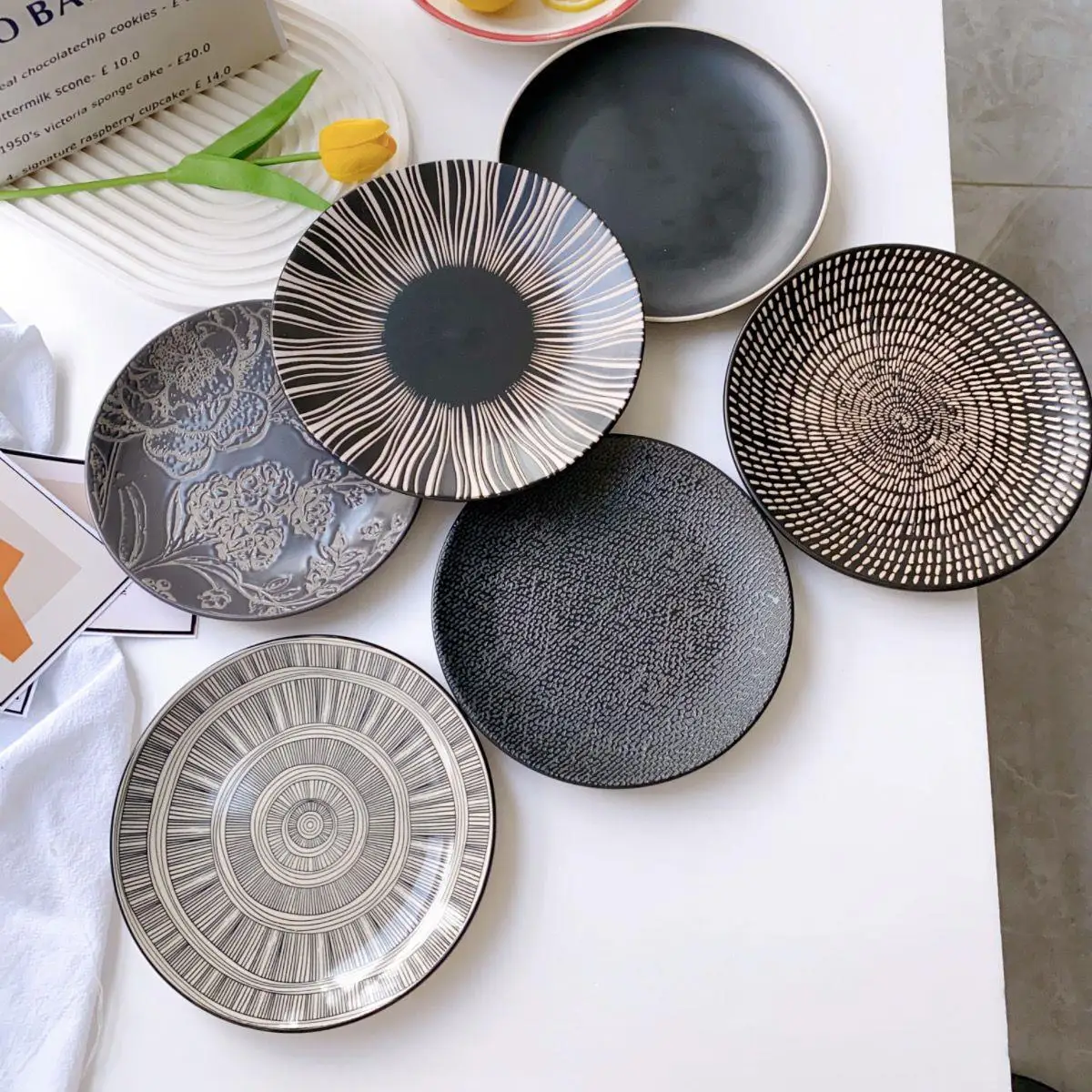 

Ретро-тарелка Cerc с японским узором, многофункциональная круглая тарелка для стейков, салатов и западной кухни