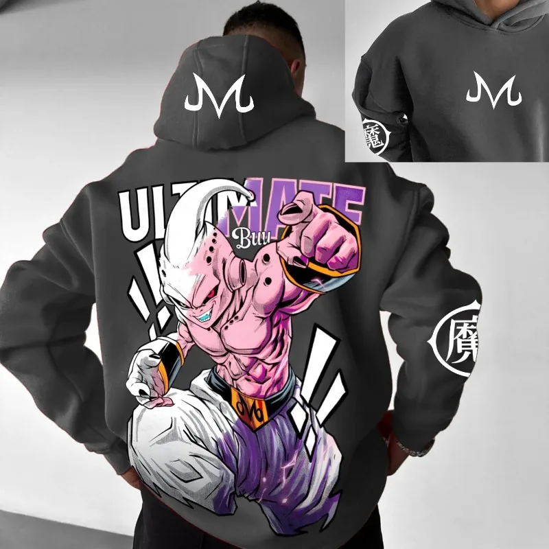 

Осень-зима мужская одежда толстовки японского аниме Dragon Ball Majin Buu графический свитшот с капюшоном Y2K большие хлопковые топы