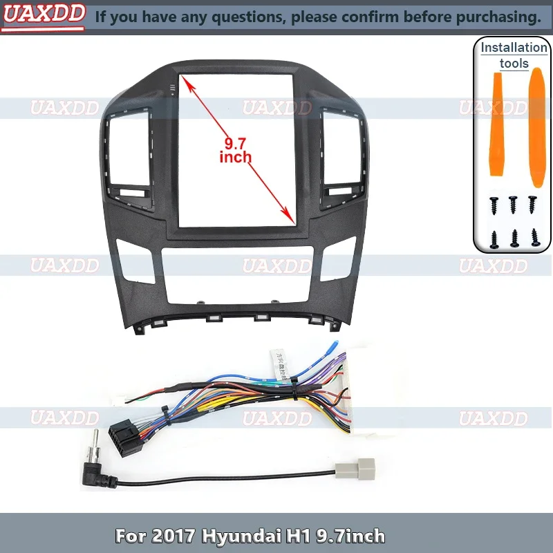 FOR Tesla 2017 Hyundai H1 9.7INCH Vertical screen 2 Din Car Android frame player video panel cable harness adapter canbus fascia