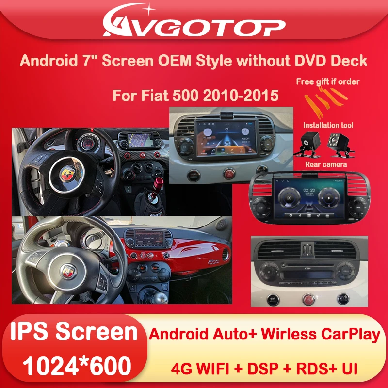 

Android 7" Screen OEM Style without DVD Deck For Fiat 500 2010-2015 Car Multimedia Stereo GPS CarPlay Player Auto DSP RDS Navi