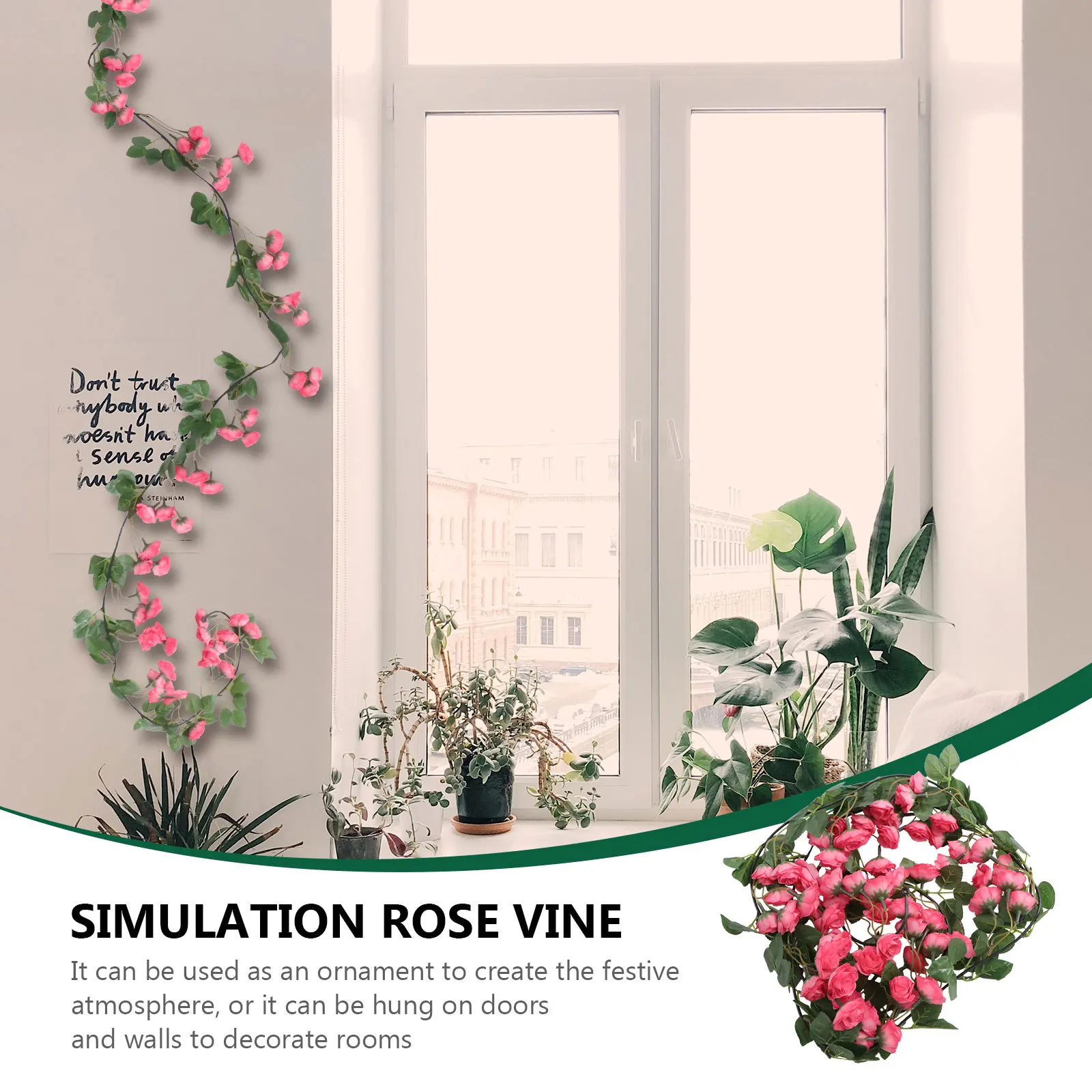 

Simulation Rose Vine Artificial Flower Festive Hanging Decor For Wedding Party Holiday Home Garden Arch Plant Vine Decorations
