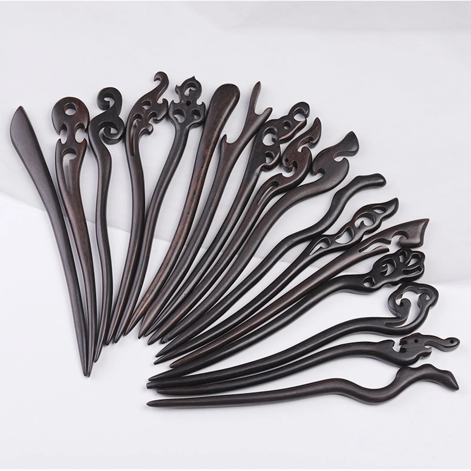 Ebony Wood Hairpins Handmade Purple Sandalwood Hair Stick for Women Fine Pattern Vintage Chinese Hair Pin Accessories