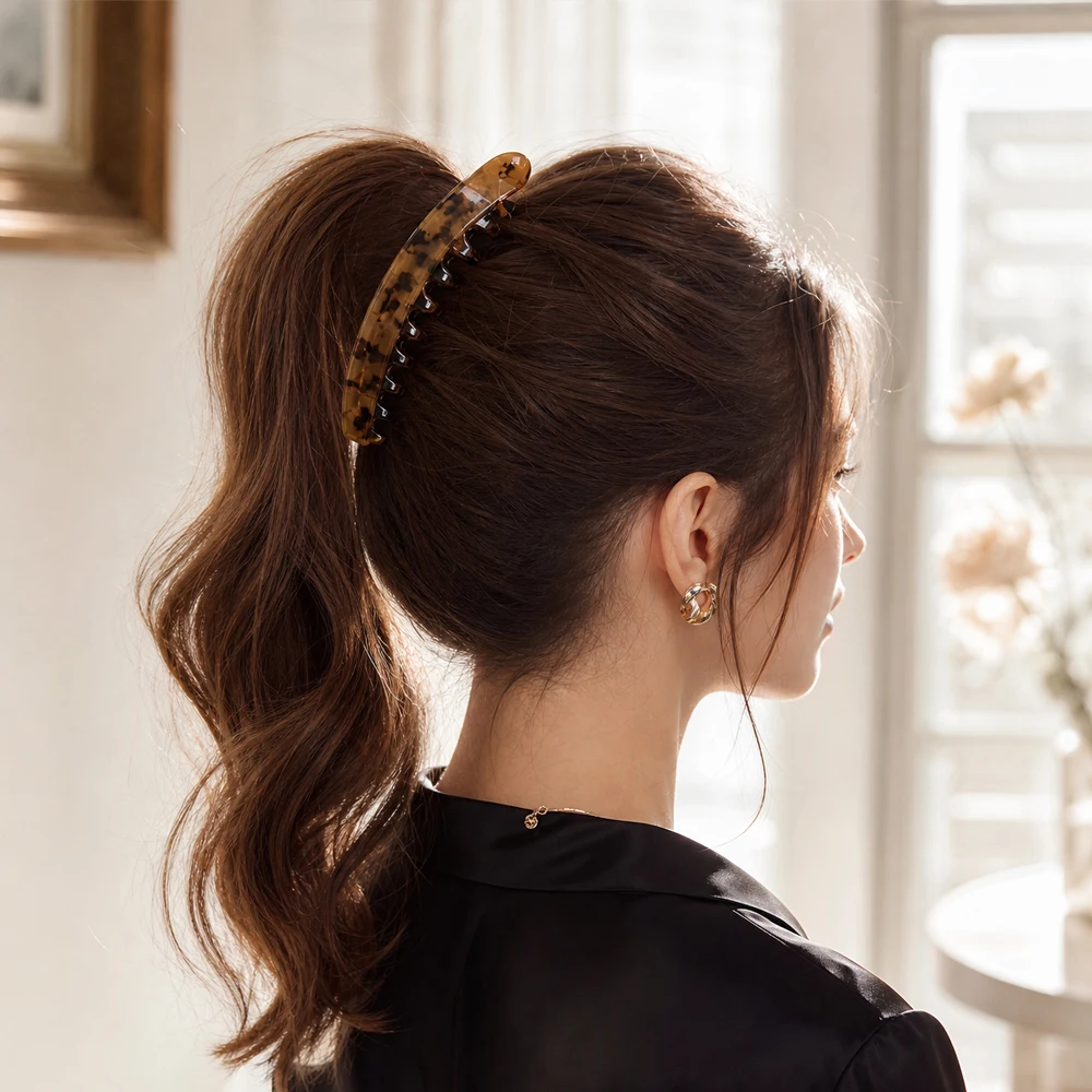 Vintage Tortoise Shell Fish‑Shaped Twist Hair Clamp Elegant Ponytail Holder Hairgrip Styling Hair Accessory For Ladies Daily Use