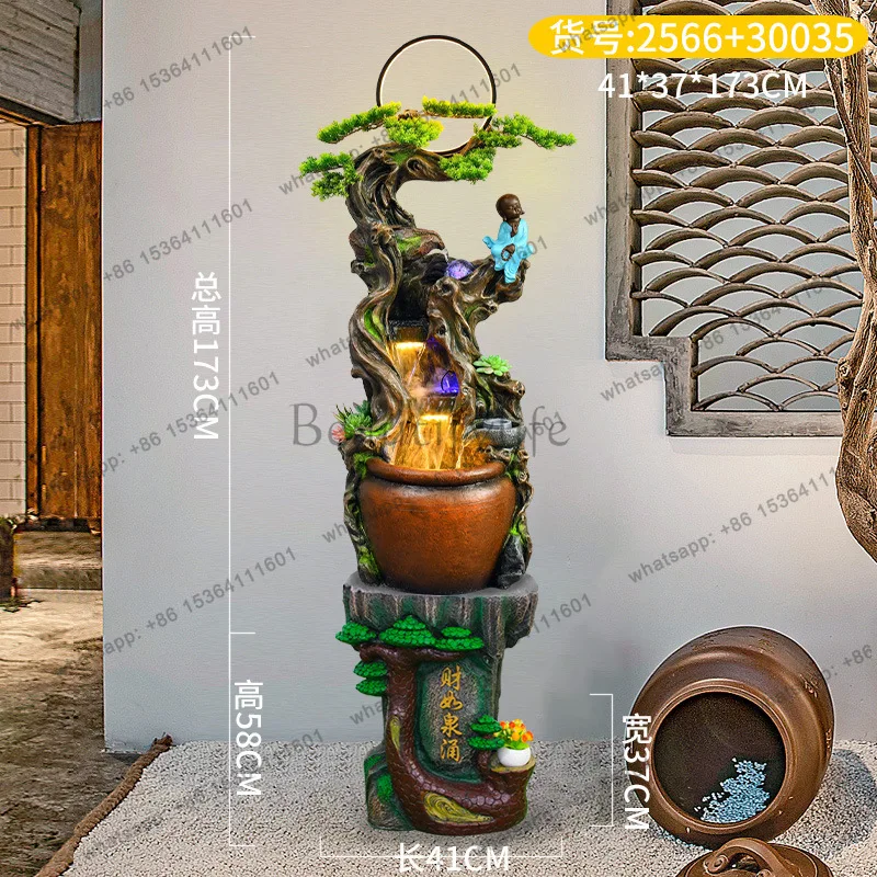 Rockery Water Fountain Landscape Wealth-Attracting Ornament for Living Room Office Balcony Decoration