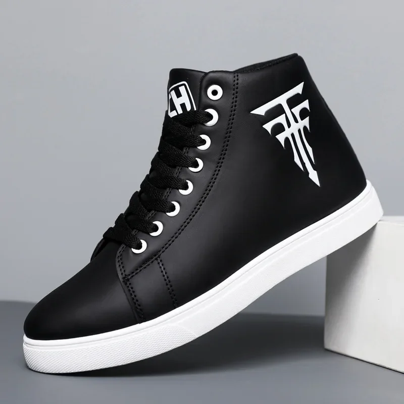 Men High Top Sneakers Fashion Leather Casual Shoes for Men Comfortable Non-slip Vulcanized Shoes Designer Outdoor Men Tenis Shoe