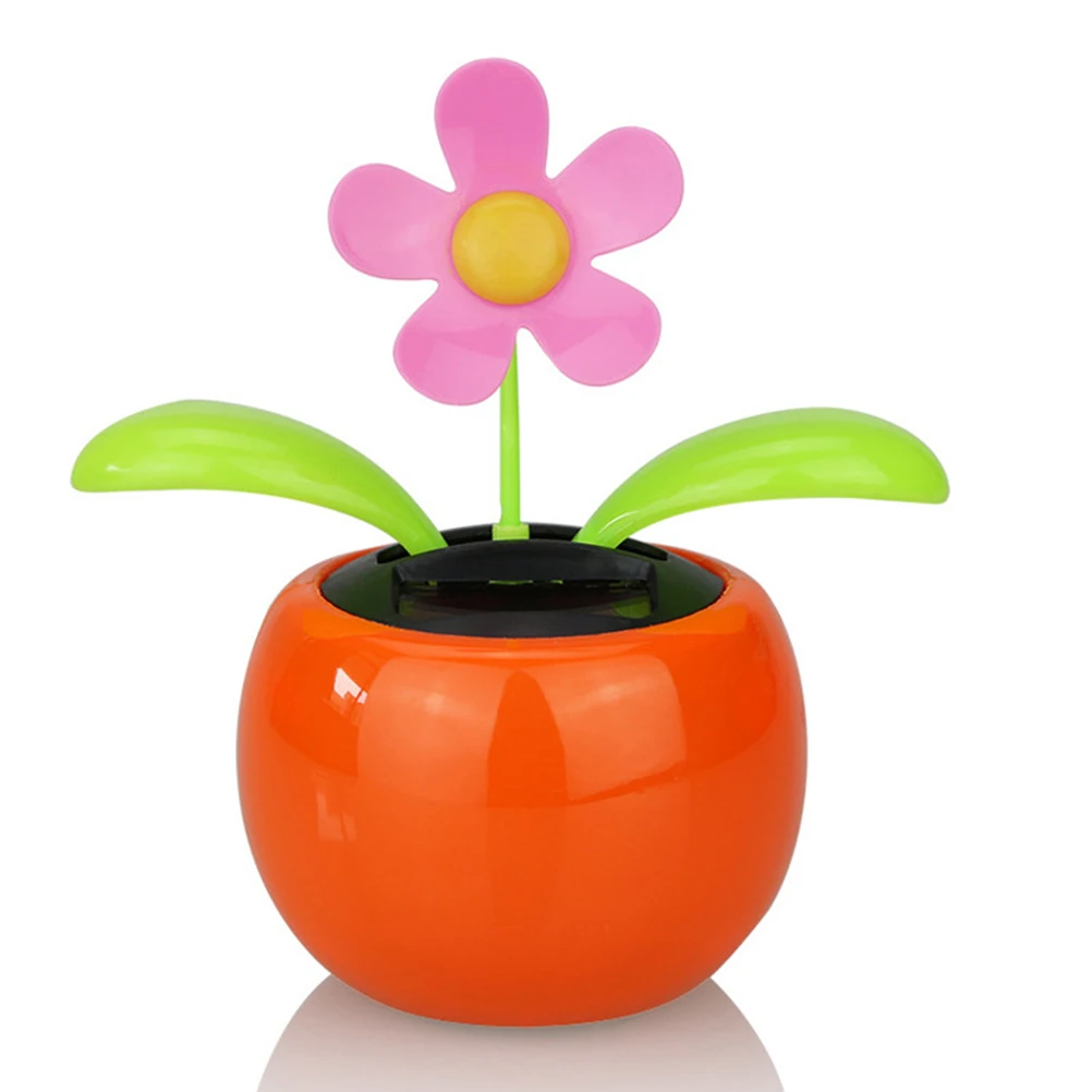 4 pcs Random Color Solar Powered Dancing Flower Plastic Solar Dancing Flowers Shaking Head Car Office Desk Decoration