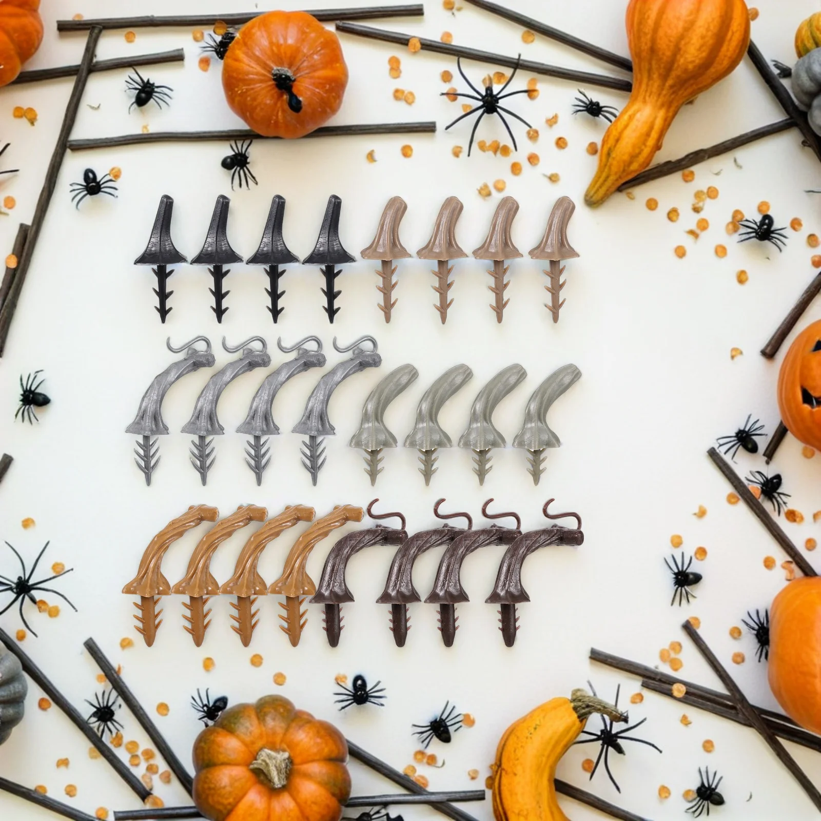

24pcs Pumpkin Stems Plastic Handles Halloween Thanksgiving Harvest Diy Craft Accessory Festival Decor Pumpkin Stem