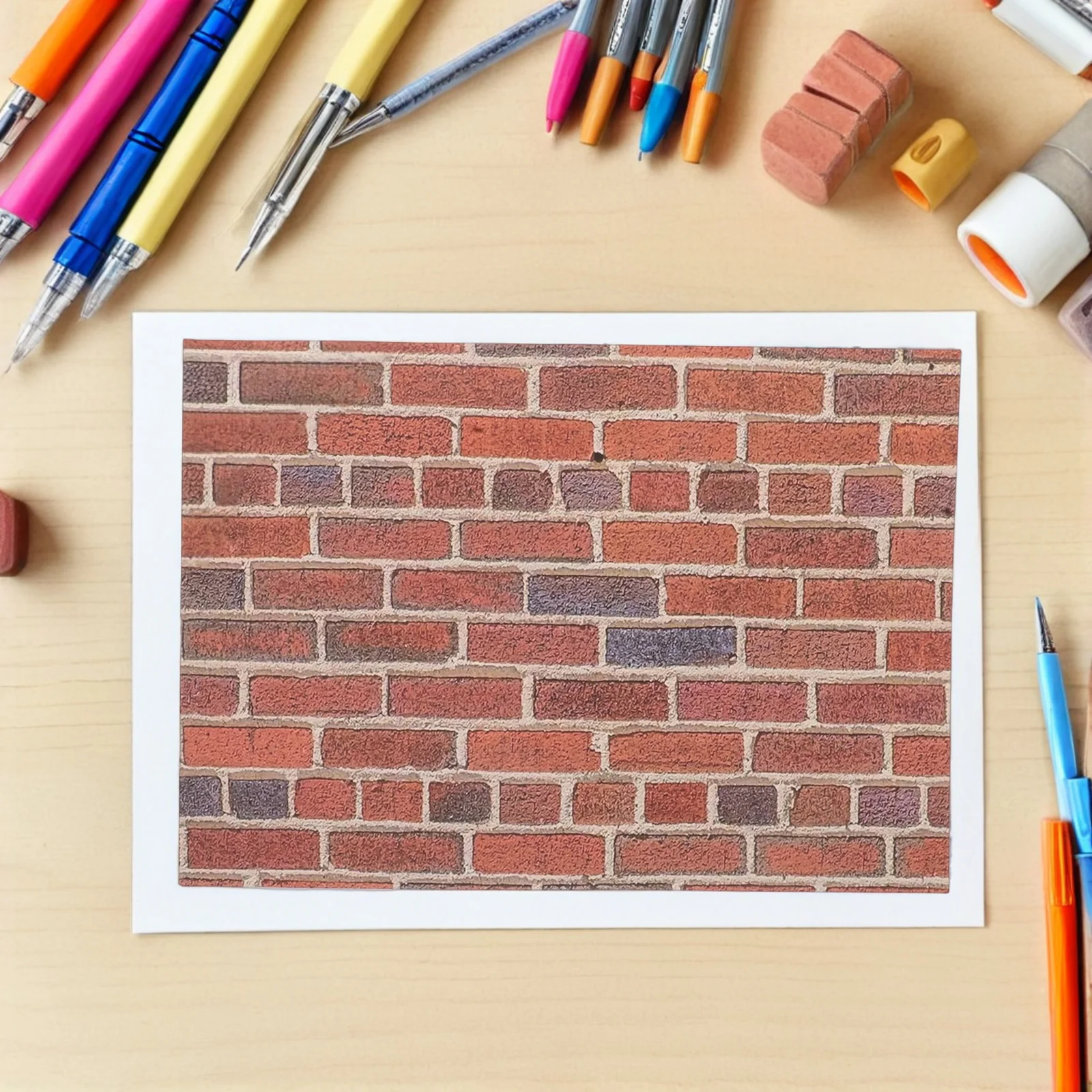 

12 Sheets Dollhouse Wallpaper 1:12 Scale Red Brick Peel and Stick Self Adhesive Miniature Wall Covering for Realistic Home Decor